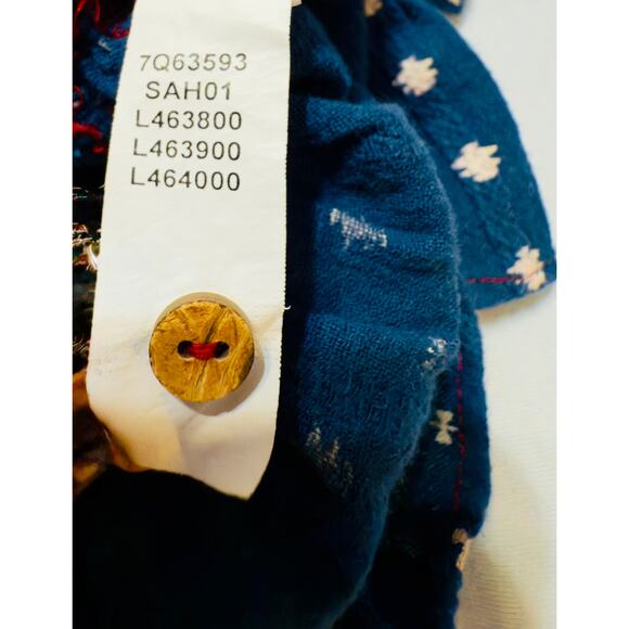 Lucky Brand Blue Peplum Boho Tassel Top – 1X – 100% Cotton – Embroidered Print - Picture 8 of 10